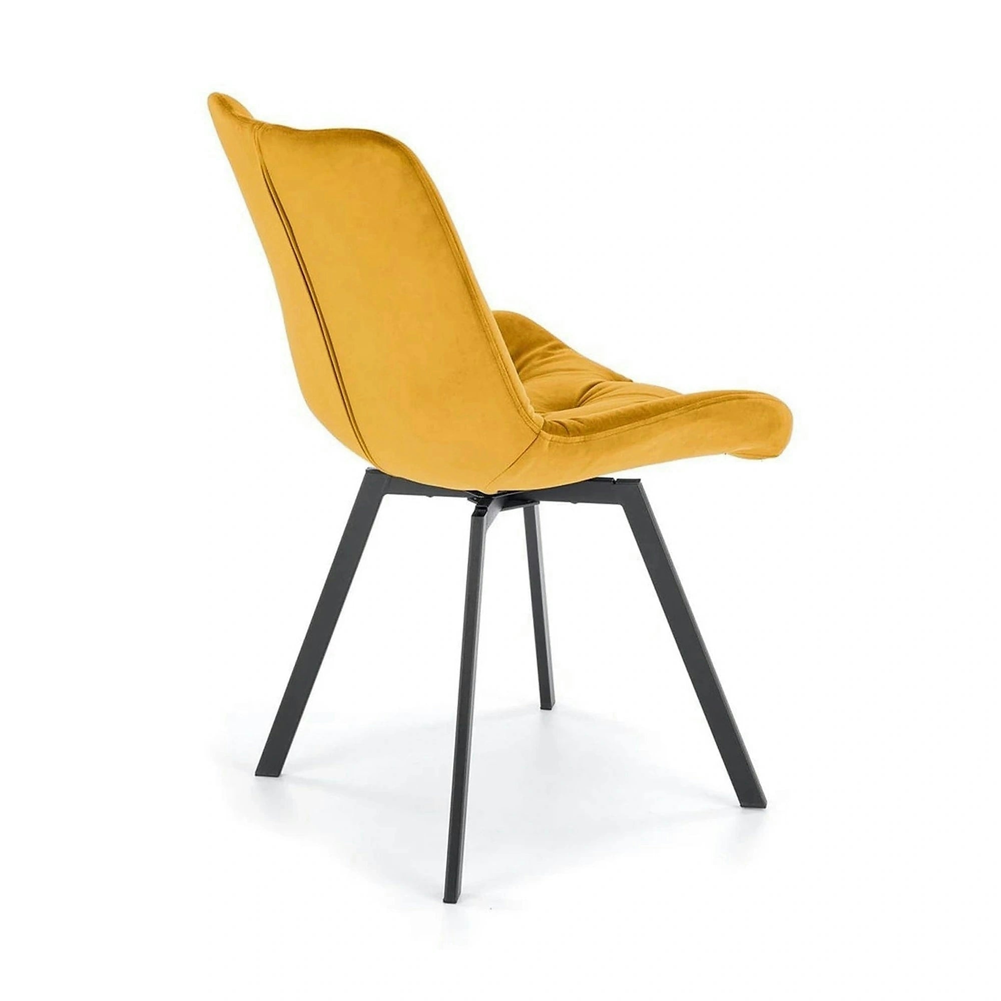 Scaun rotativ K519, galben/negru, stofa catifelata/metal, 54x63x86 cm