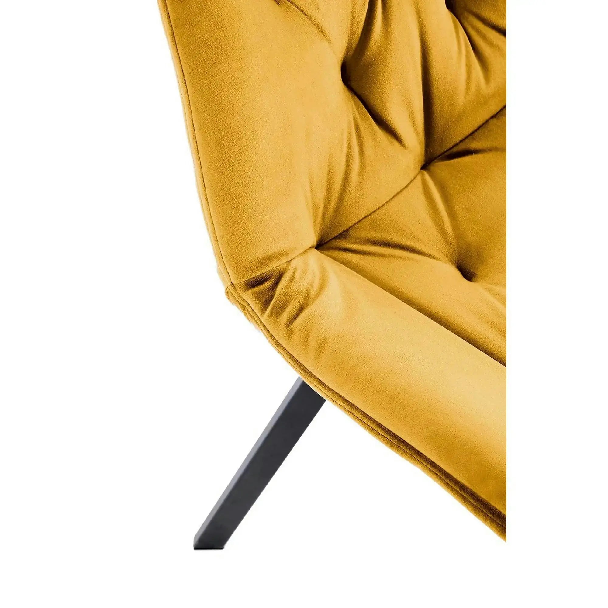 Scaun rotativ K519, galben/negru, stofa catifelata/metal, 54x63x86 cm