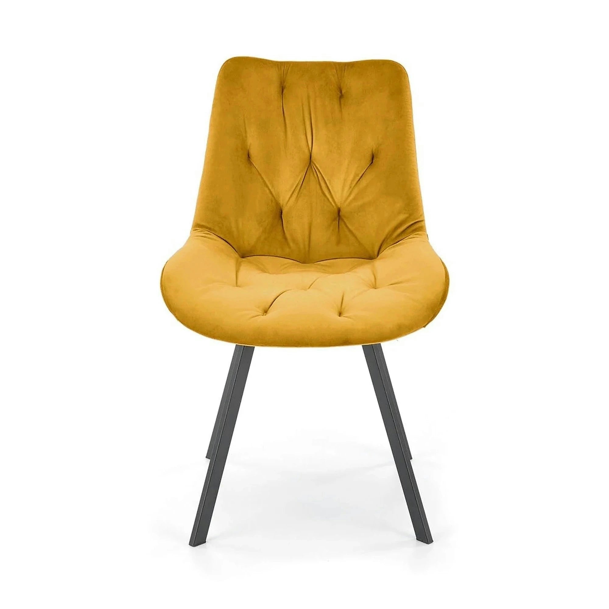 Scaun rotativ K519, galben/negru, stofa catifelata/metal, 54x63x86 cm