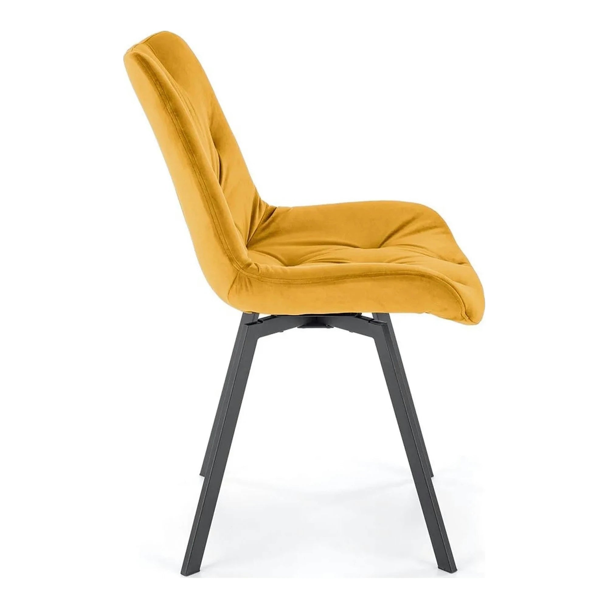 Scaun rotativ K519, galben/negru, stofa catifelata/metal, 54x63x86 cm