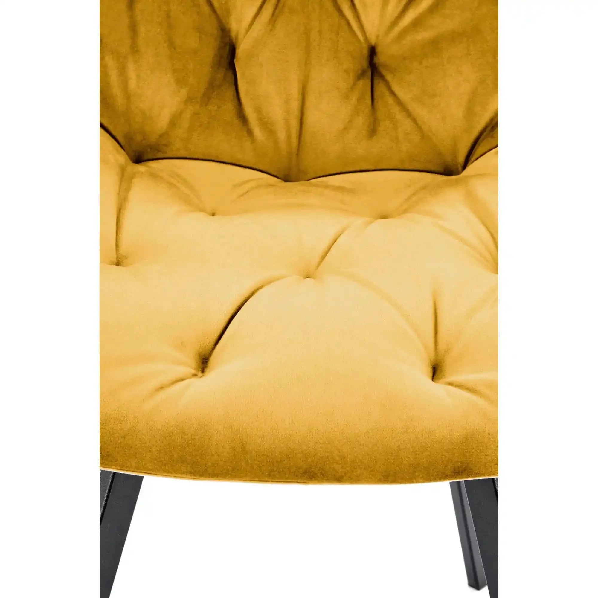 Scaun rotativ K519, galben/negru, stofa catifelata/metal, 54x63x86 cm