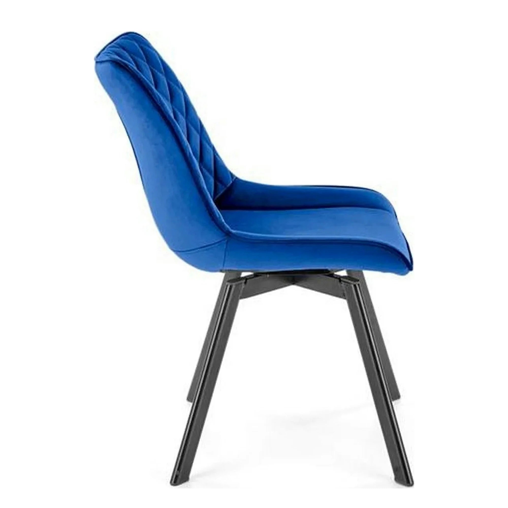 Scaun rotativ K520, albastru inchis, stofa catifelata/metal, 45x63x80 cm