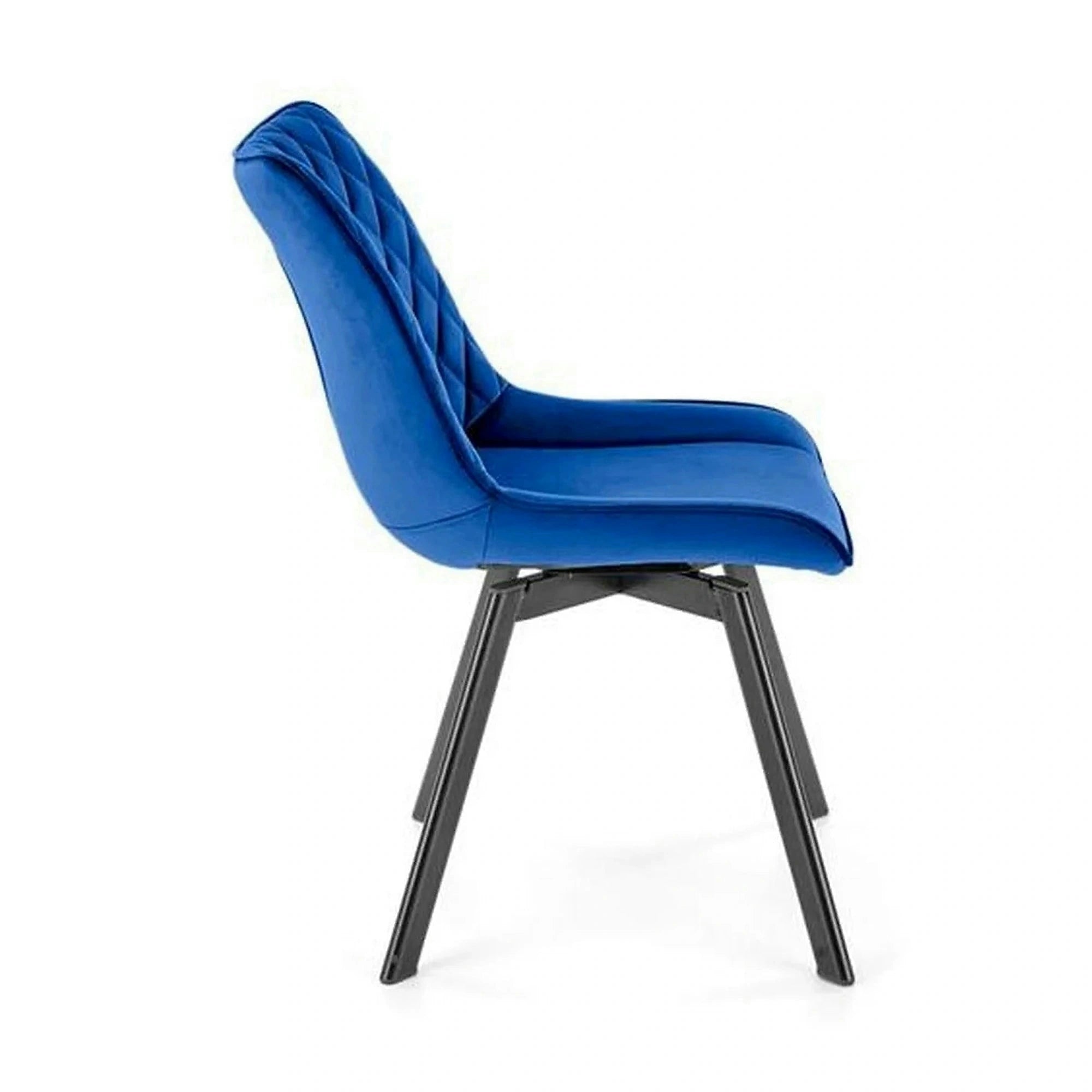 Scaun rotativ K520, albastru inchis, stofa catifelata/metal, 45x63x80 cm