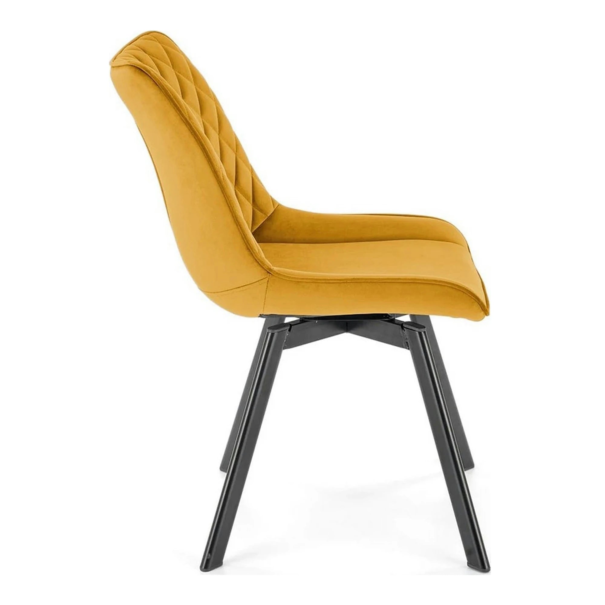 Scaun rotativ K520, galben mustar/negru, stofa catifelata/metal, 45x63x80 cm