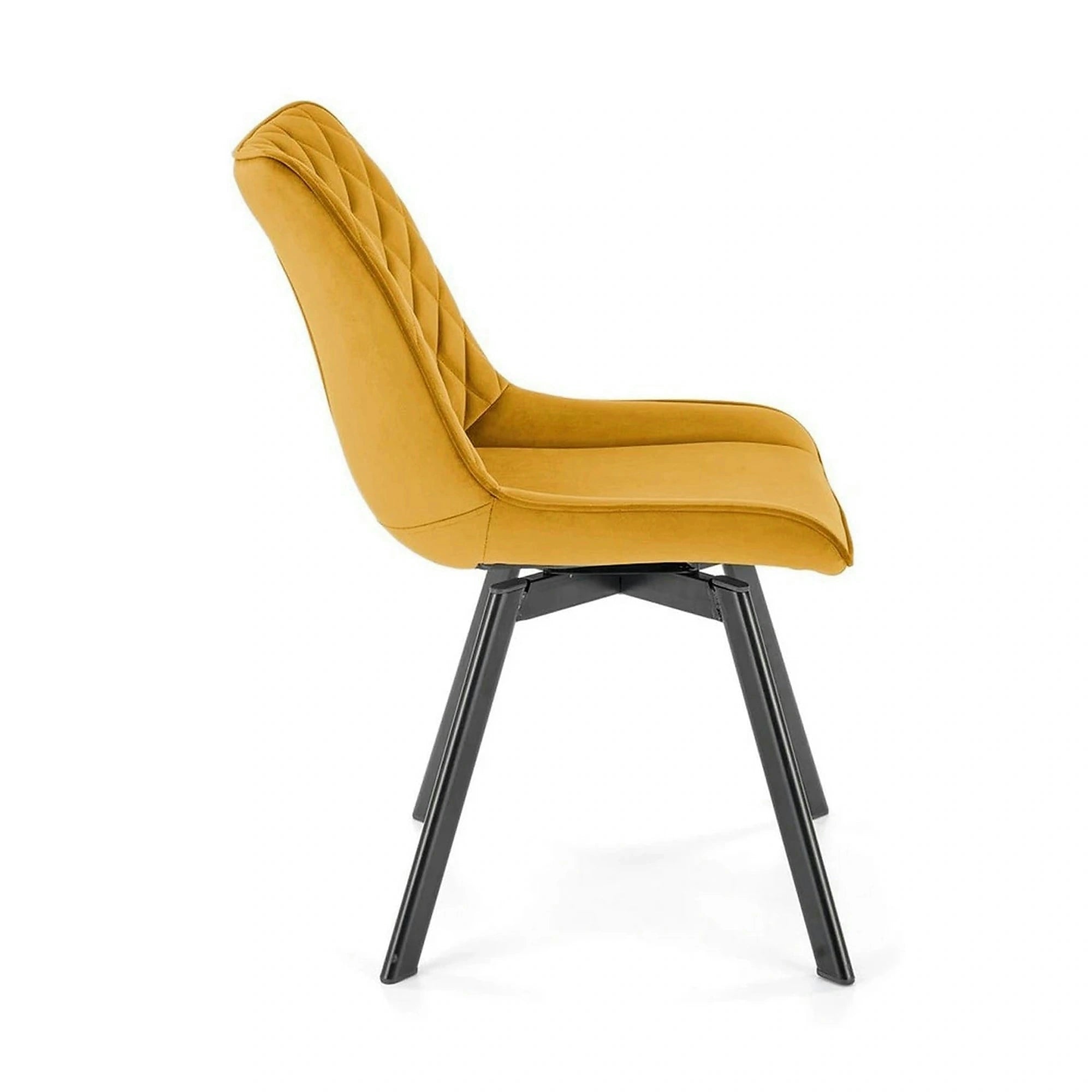 Scaun rotativ K520, galben mustar/negru, stofa catifelata/metal, 45x63x80 cm