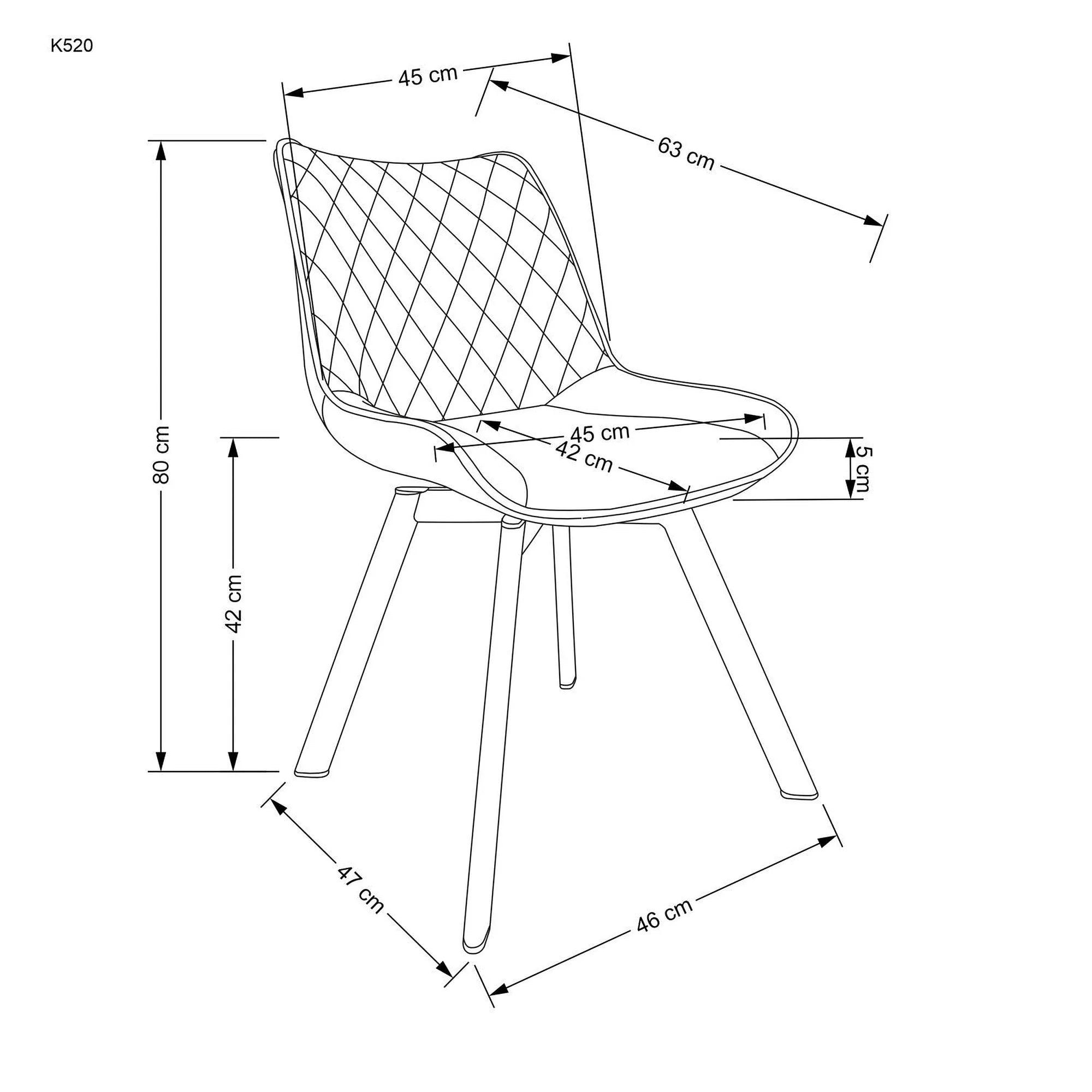 Scaun rotativ K520, maro/negru, stofa catifelata/metal, 45x63x80 cm
