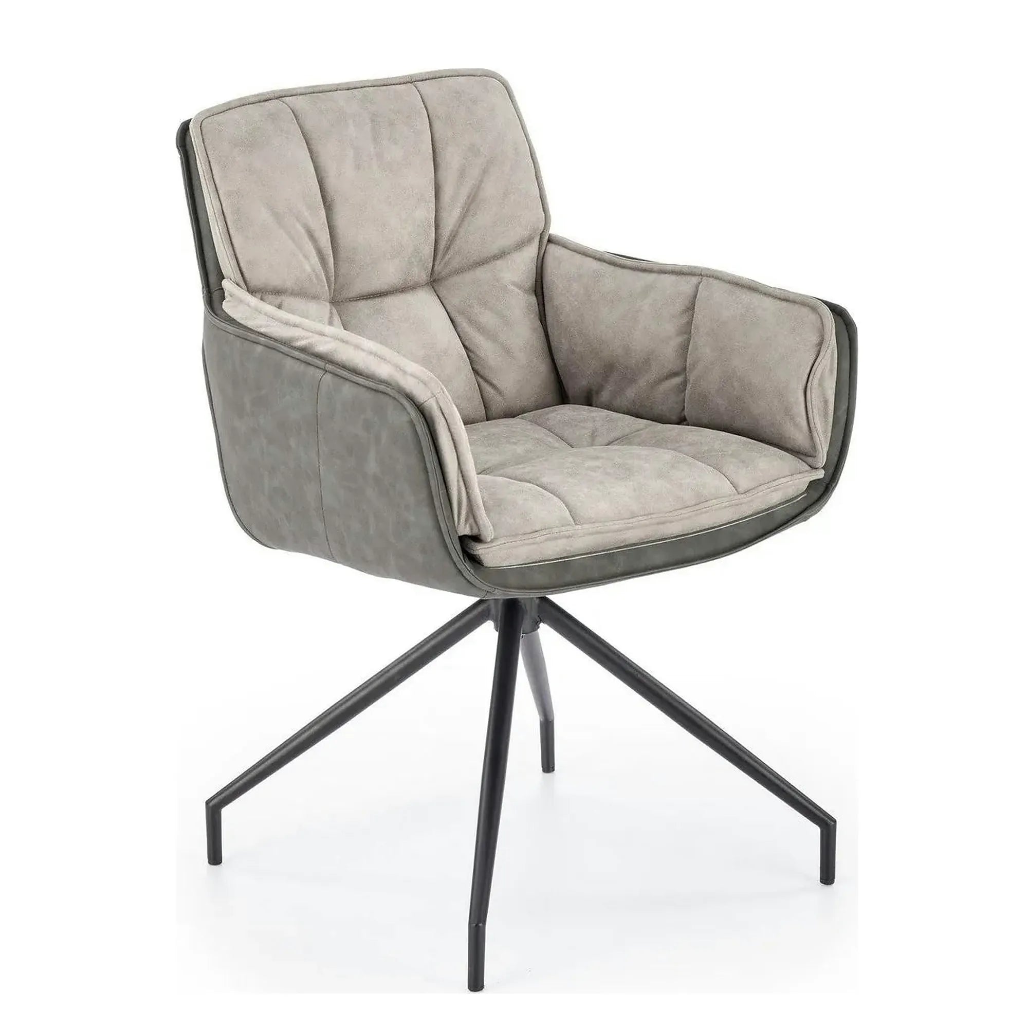 Scaun rotativ K523, gri/negru, stofa/piele ecologica, 61x61x85 cm