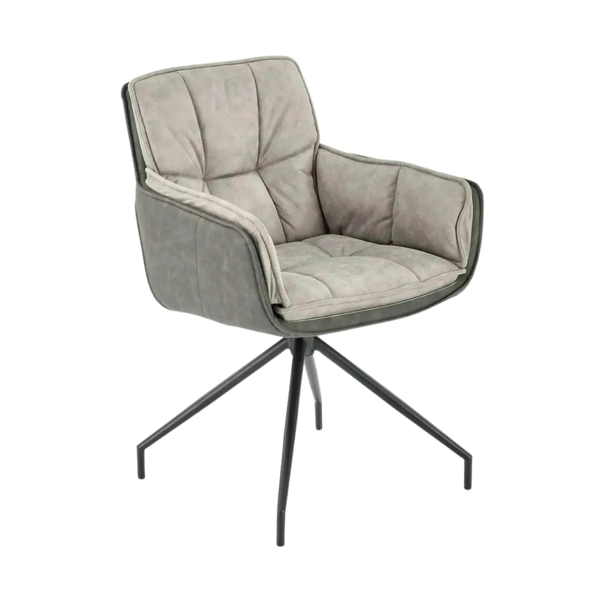 Scaun rotativ K523, gri/negru, stofa/piele ecologica, 61x61x85 cm
