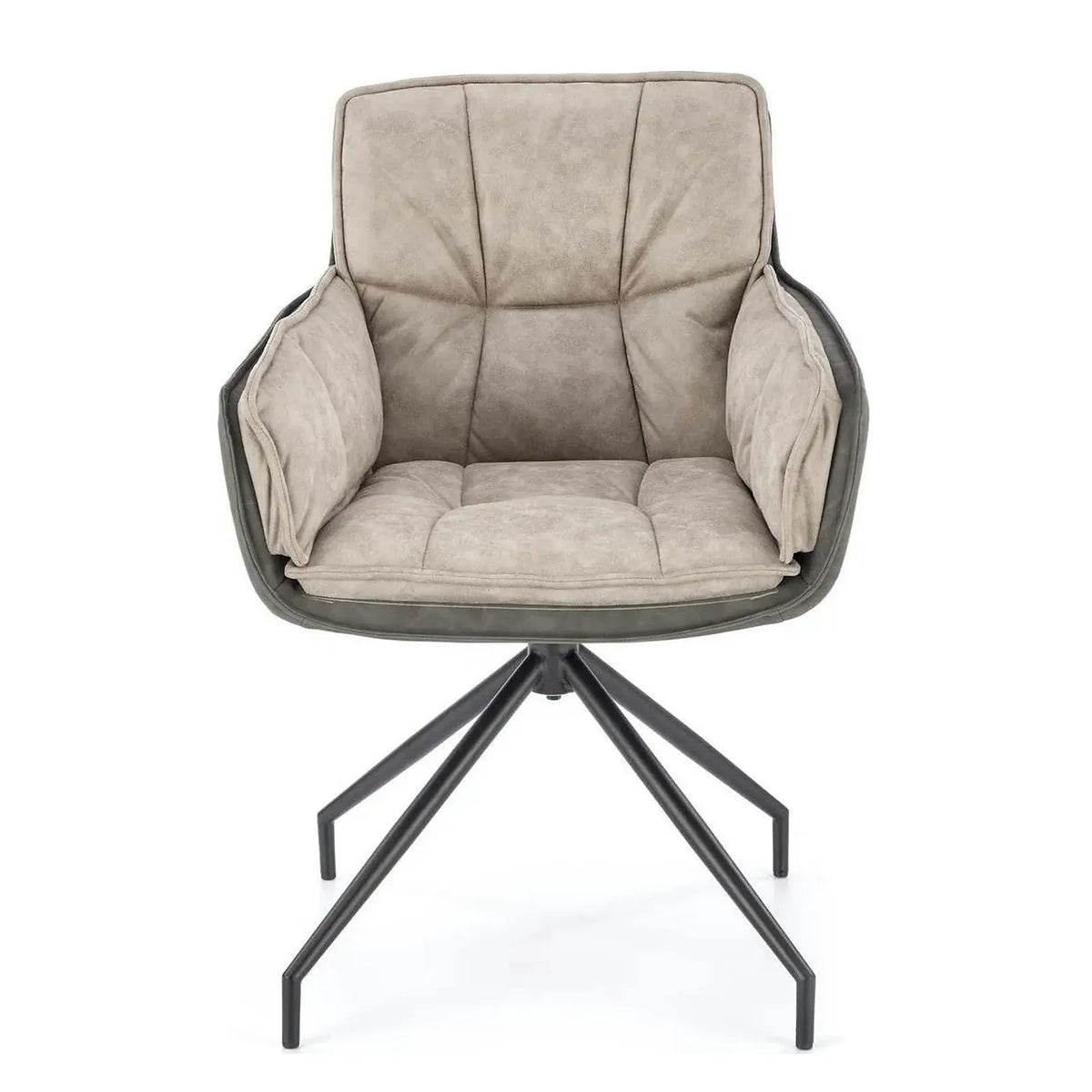 Scaun rotativ K523, gri/negru, stofa/piele ecologica, 61x61x85 cm