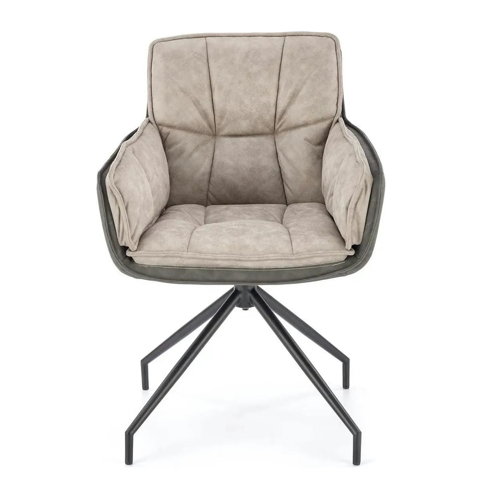 Scaun rotativ K523, gri/negru, stofa/piele ecologica, 61x61x85 cm