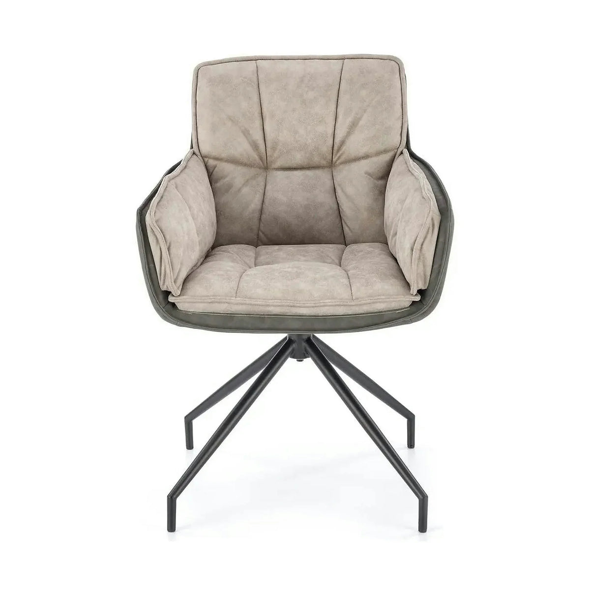 Scaun rotativ K523, gri/negru, stofa/piele ecologica, 61x61x85 cm
