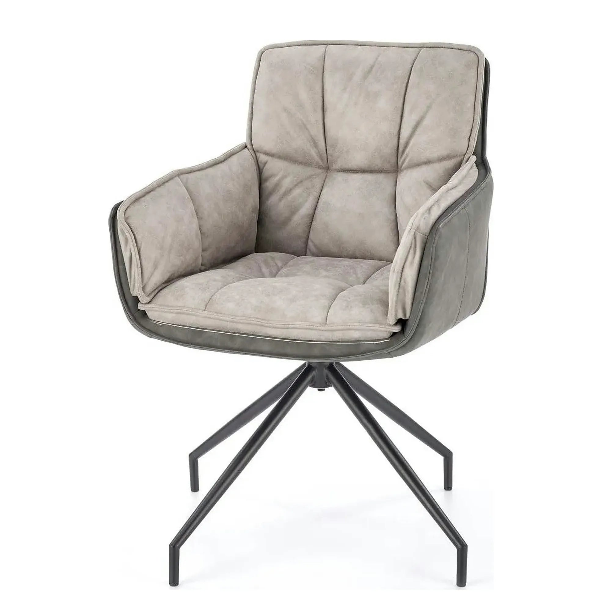 Scaun rotativ K523, gri/negru, stofa/piele ecologica, 61x61x85 cm