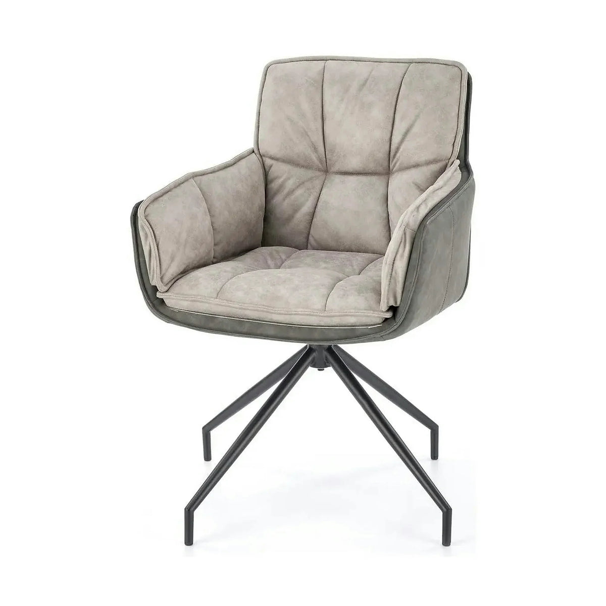 Scaun rotativ K523, gri/negru, stofa/piele ecologica, 61x61x85 cm