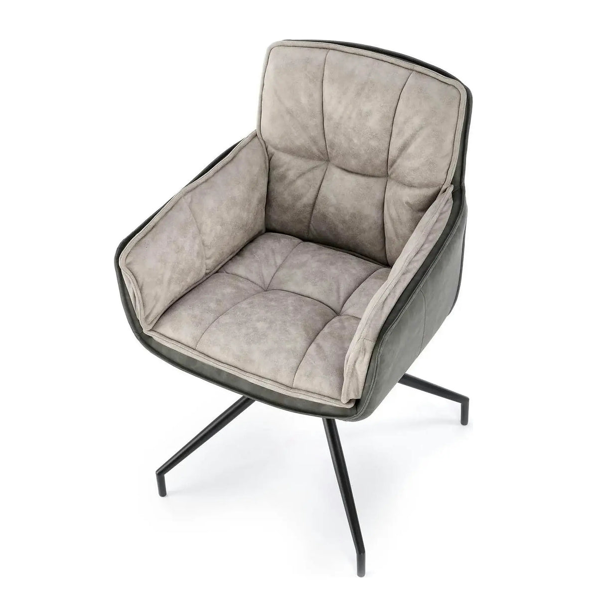 Scaun rotativ K523, gri/negru, stofa/piele ecologica, 61x61x85 cm