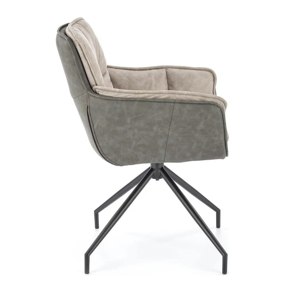 Scaun rotativ K523, gri/negru, stofa/piele ecologica, 61x61x85 cm