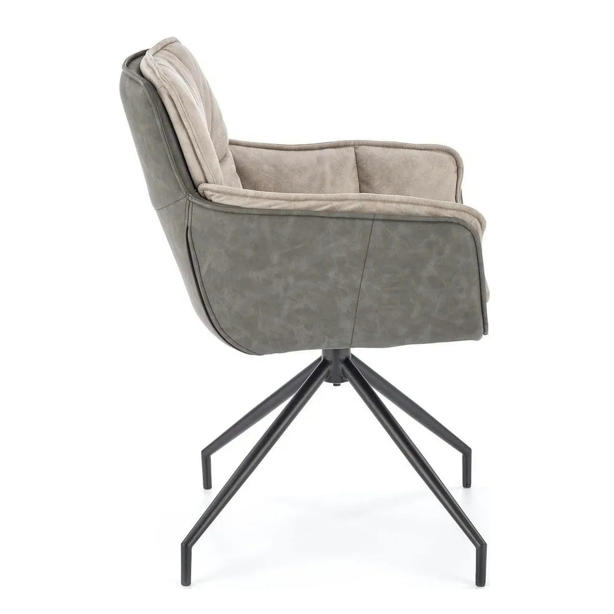 Scaun rotativ K523, gri/negru, stofa/piele ecologica, 61x61x85 cm