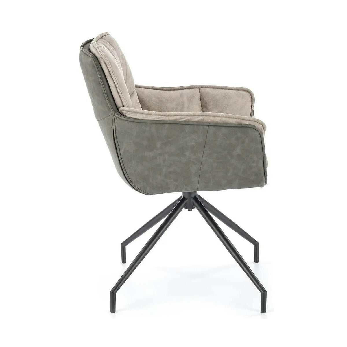 Scaun rotativ K523, gri/negru, stofa/piele ecologica, 61x61x85 cm