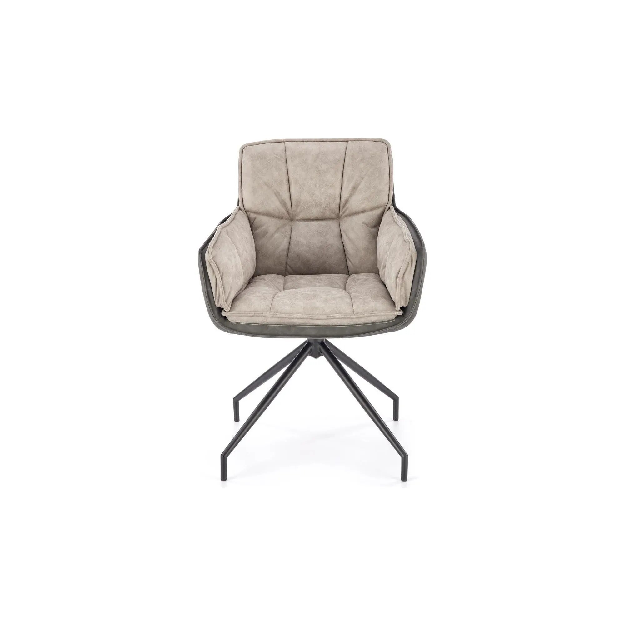 Scaun rotativ K523, gri/negru, stofa/piele ecologica, 61x61x85 cm