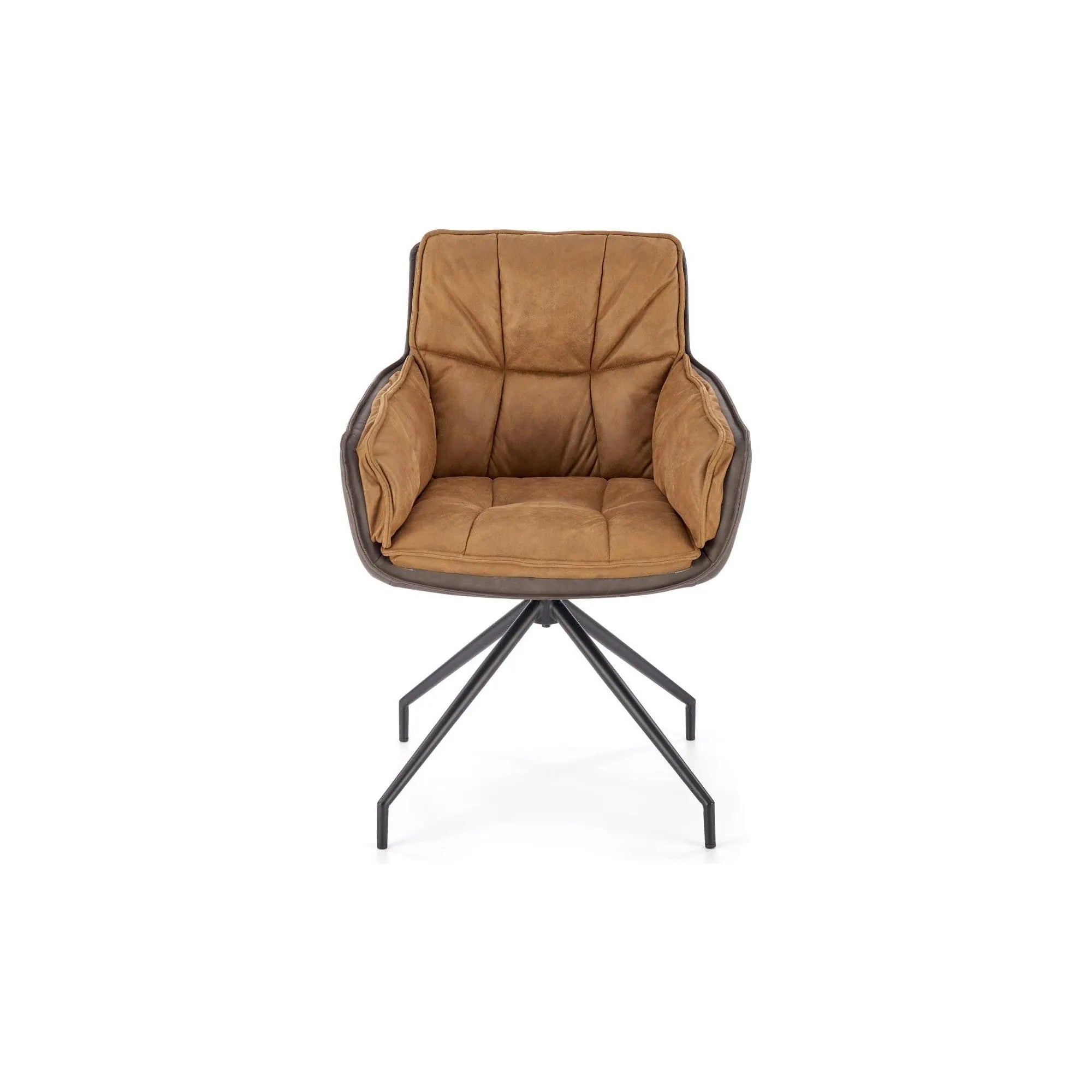 Scaun rotativ K523, maro/negru, stofa/piele ecologica, 61x61x85 cm