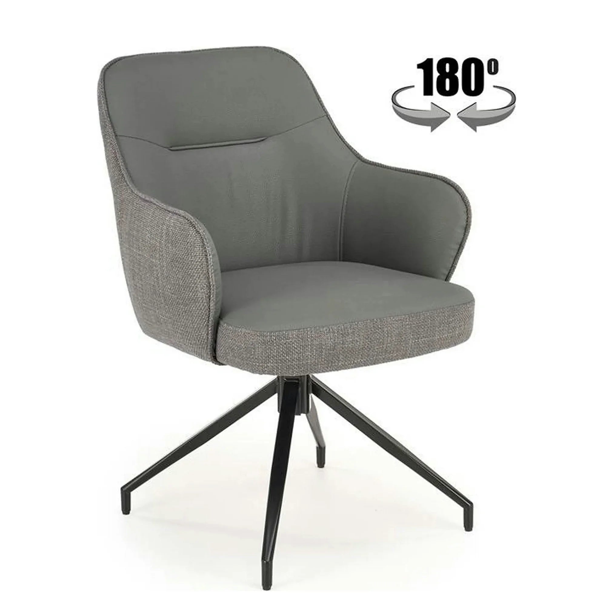 Scaun rotativ K527, gri/negru, stofa clasica/piele ecologica/metal, 60x65x85 cm