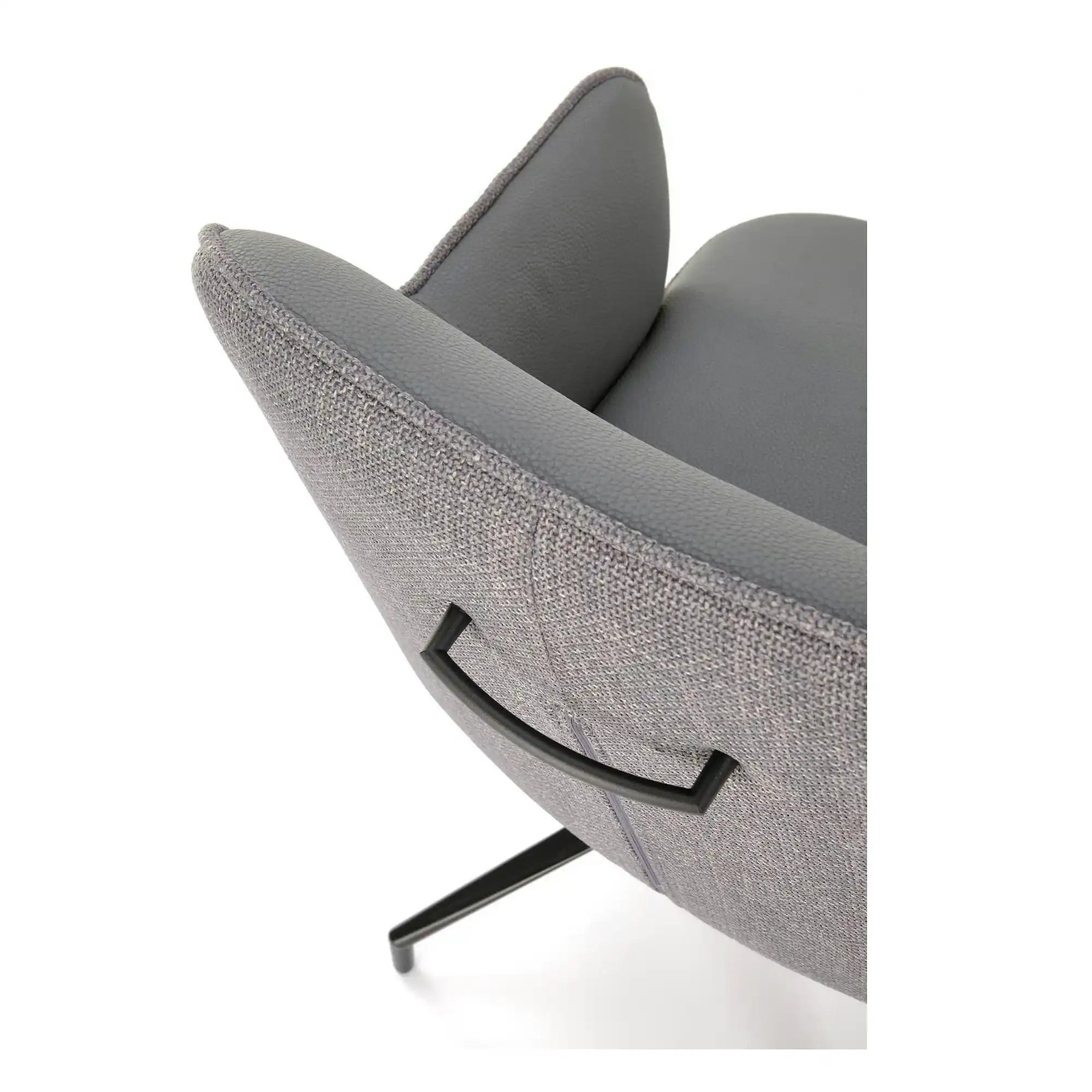 Scaun rotativ K527, gri/negru, stofa clasica/piele ecologica/metal, 60x65x85 cm
