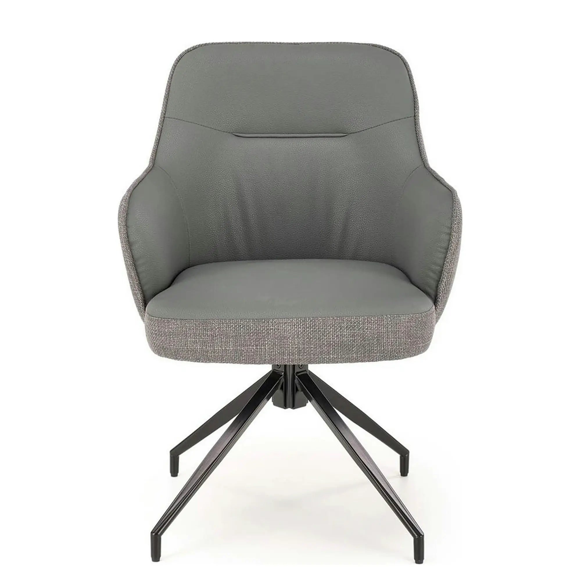 Scaun rotativ K527, gri/negru, stofa clasica/piele ecologica/metal, 60x65x85 cm