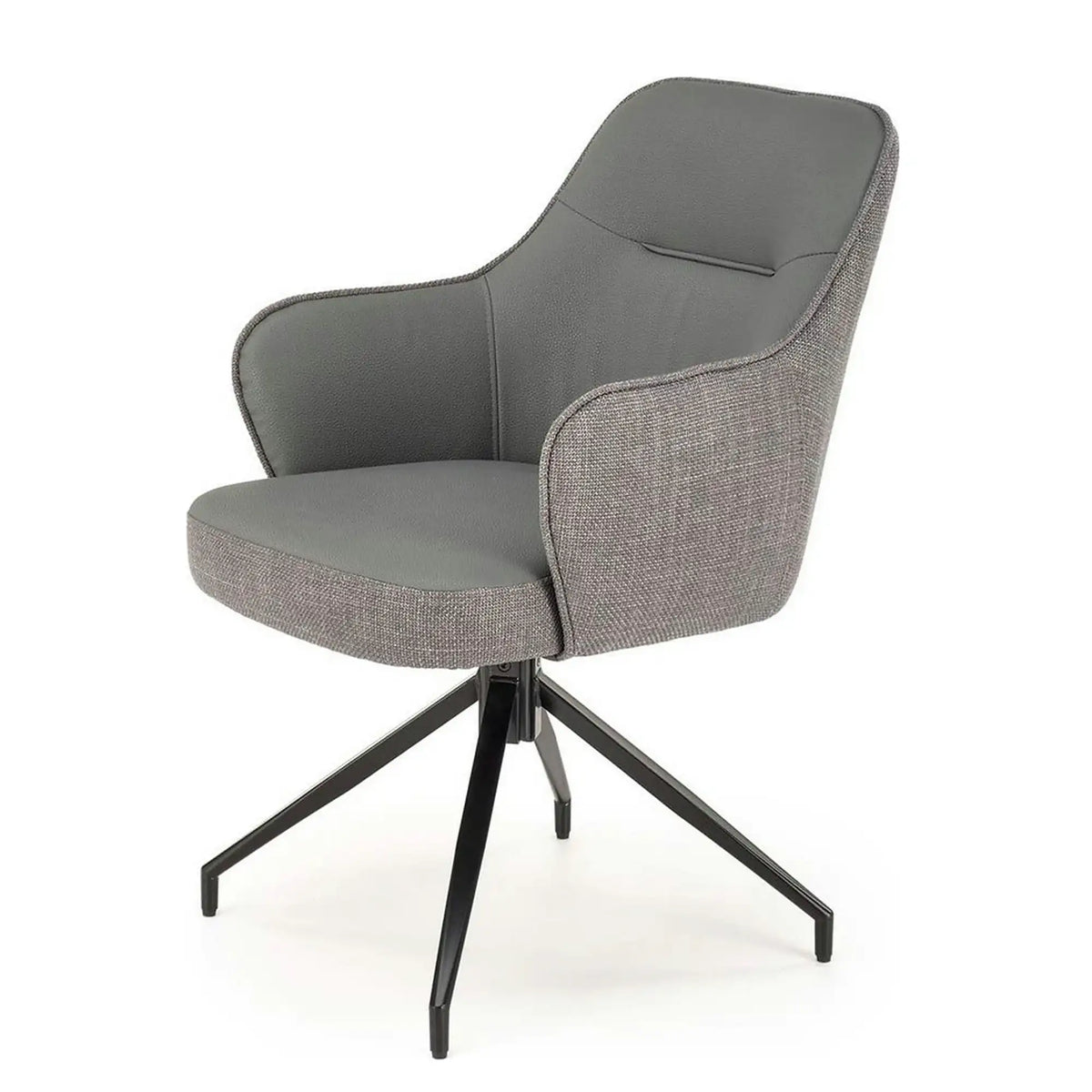 Scaun rotativ K527, gri/negru, stofa clasica/piele ecologica/metal, 60x65x85 cm