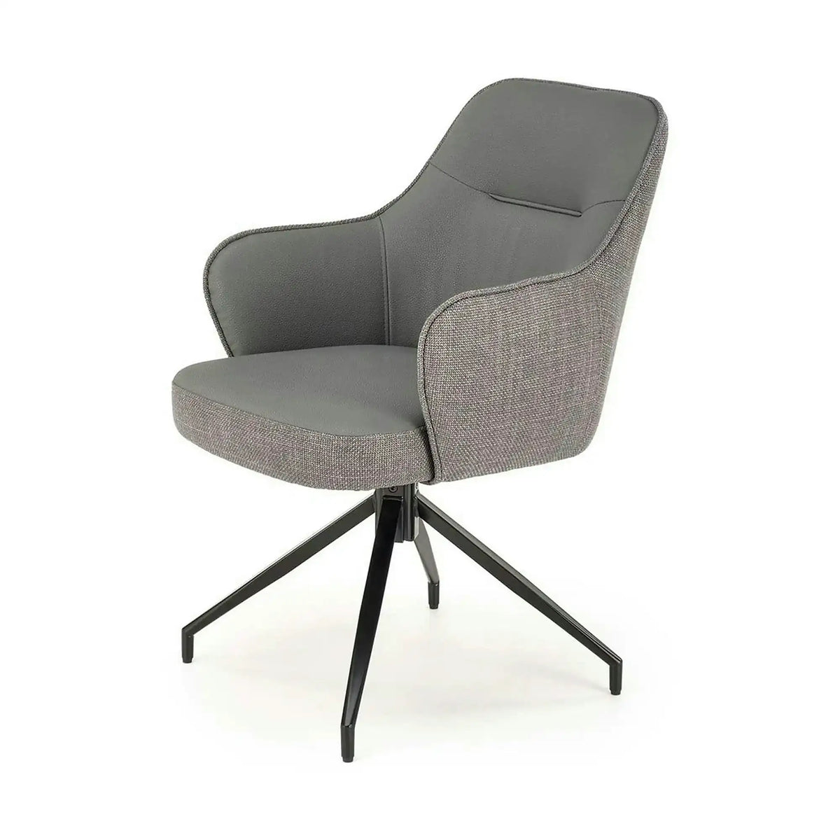 Scaun rotativ K527, gri/negru, stofa clasica/piele ecologica/metal, 60x65x85 cm