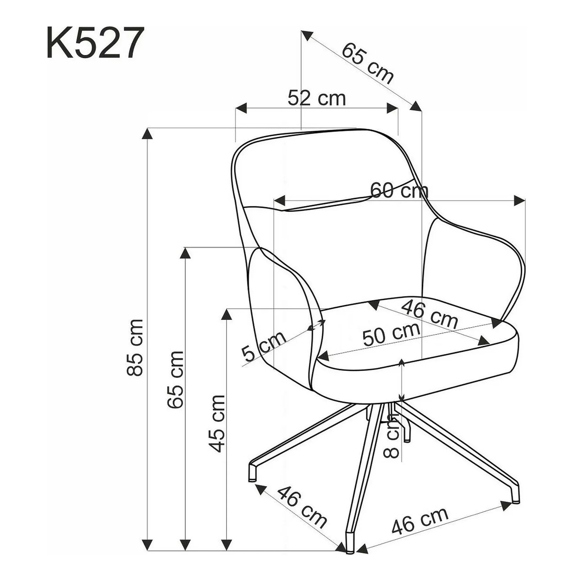 Scaun rotativ K527, maro/bej/negru, stofa clasica/piele ecologica/metal, 60x65x85 cm