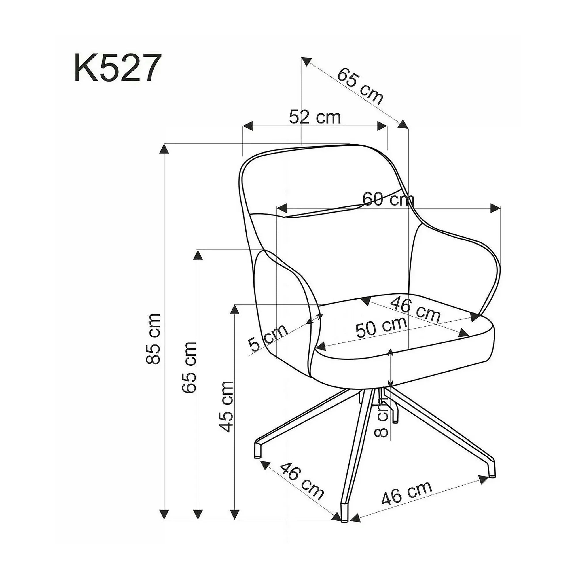 Scaun rotativ K527, maro/bej/negru, stofa clasica/piele ecologica/metal, 60x65x85 cm
