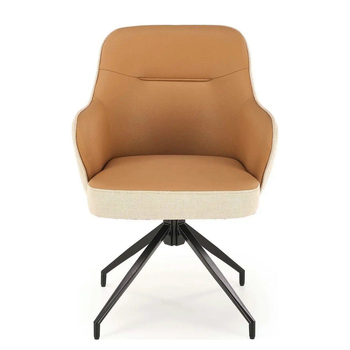 Scaun rotativ K527, maro/bej/negru, stofa clasica/piele ecologica/metal, 60x65x85 cm