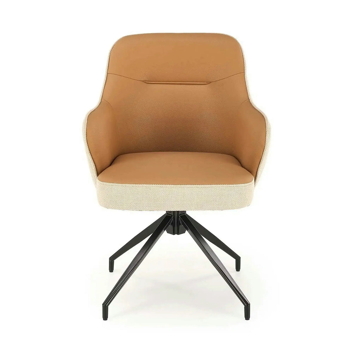 Scaun rotativ K527, maro/bej/negru, stofa clasica/piele ecologica/metal, 60x65x85 cm