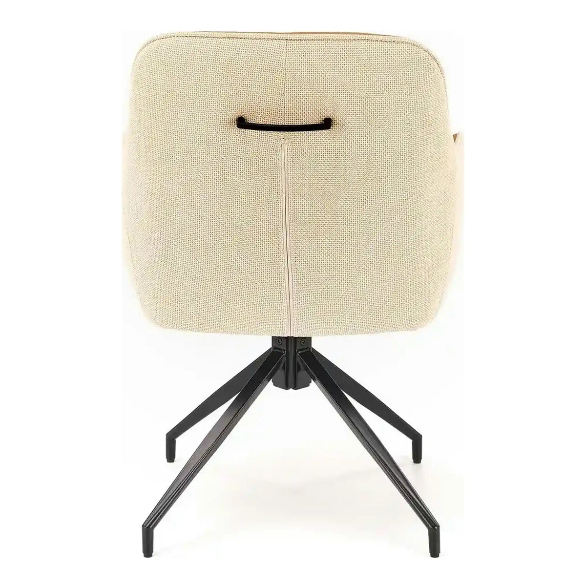 Scaun rotativ K527, maro/bej/negru, stofa clasica/piele ecologica/metal, 60x65x85 cm