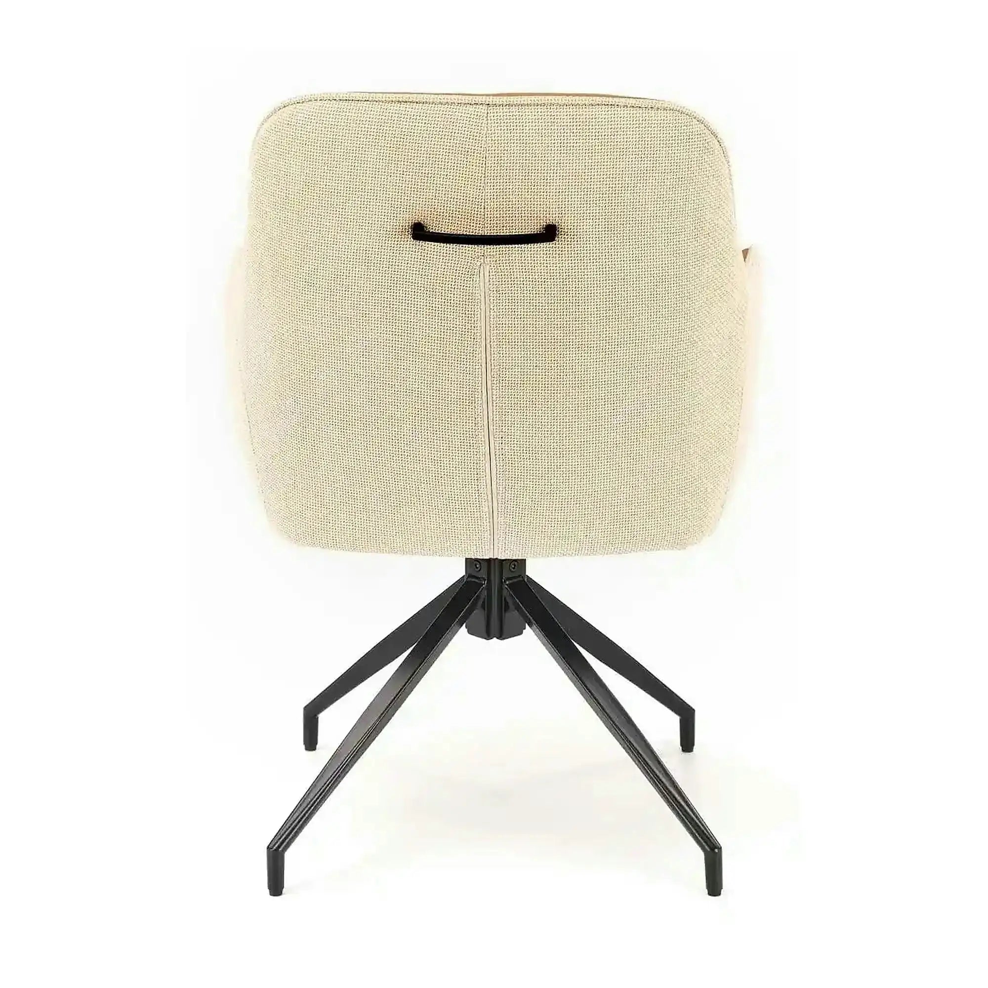 Scaun rotativ K527, maro/bej/negru, stofa clasica/piele ecologica/metal, 60x65x85 cm