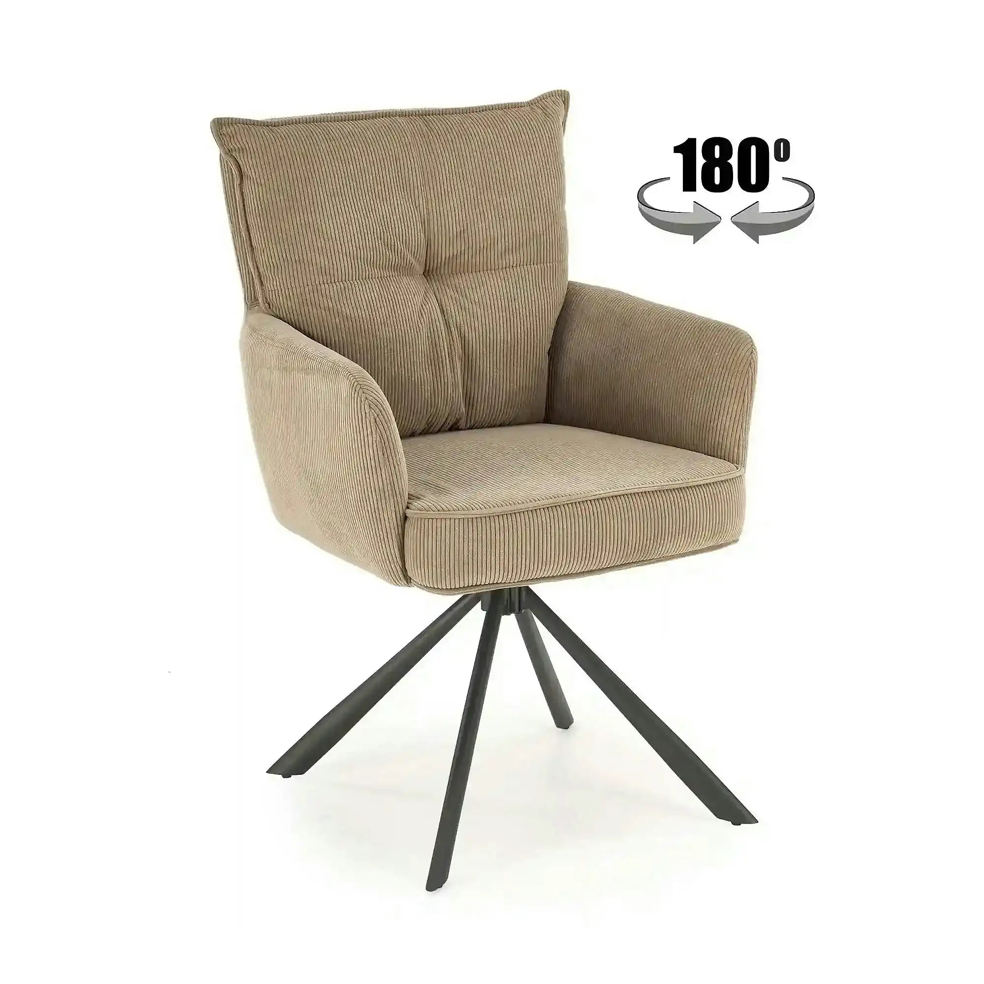Scaun rotativ K528, cappucino/negru, stofa catifelata/metal, 60x67x90 cm