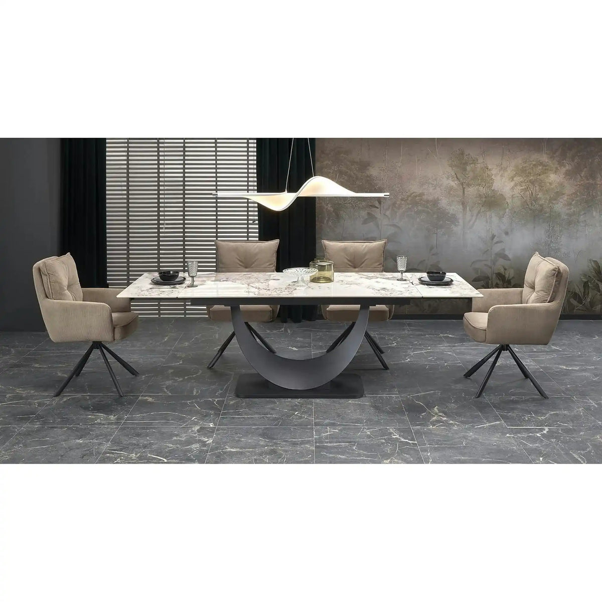 Scaun rotativ K528, cappucino/negru, stofa catifelata/metal, 60x67x90 cm