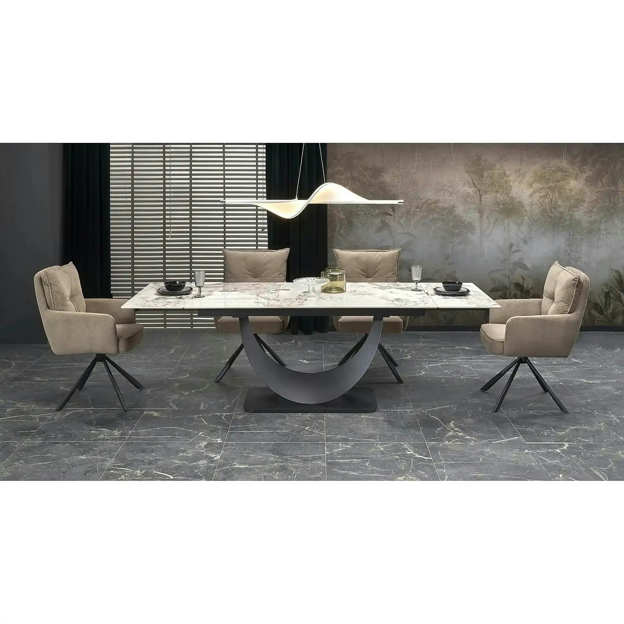 Scaun rotativ K528, cappucino/negru, stofa catifelata/metal, 60x67x90 cm