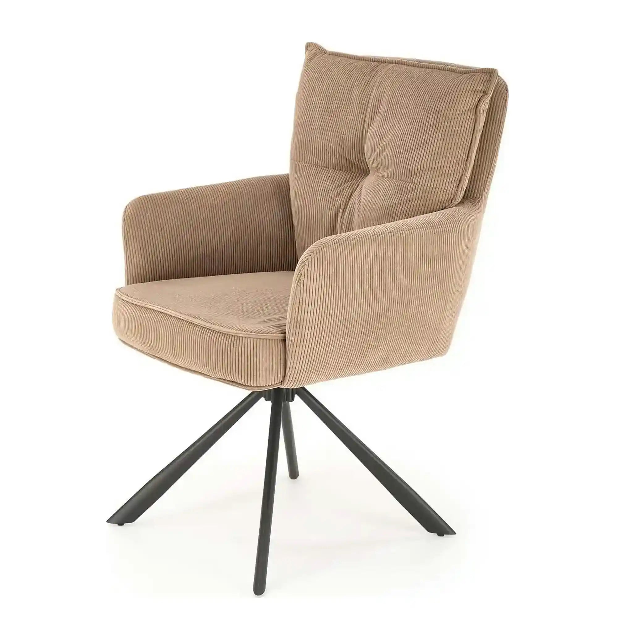 Scaun rotativ K528, cappucino/negru, stofa catifelata/metal, 60x67x90 cm
