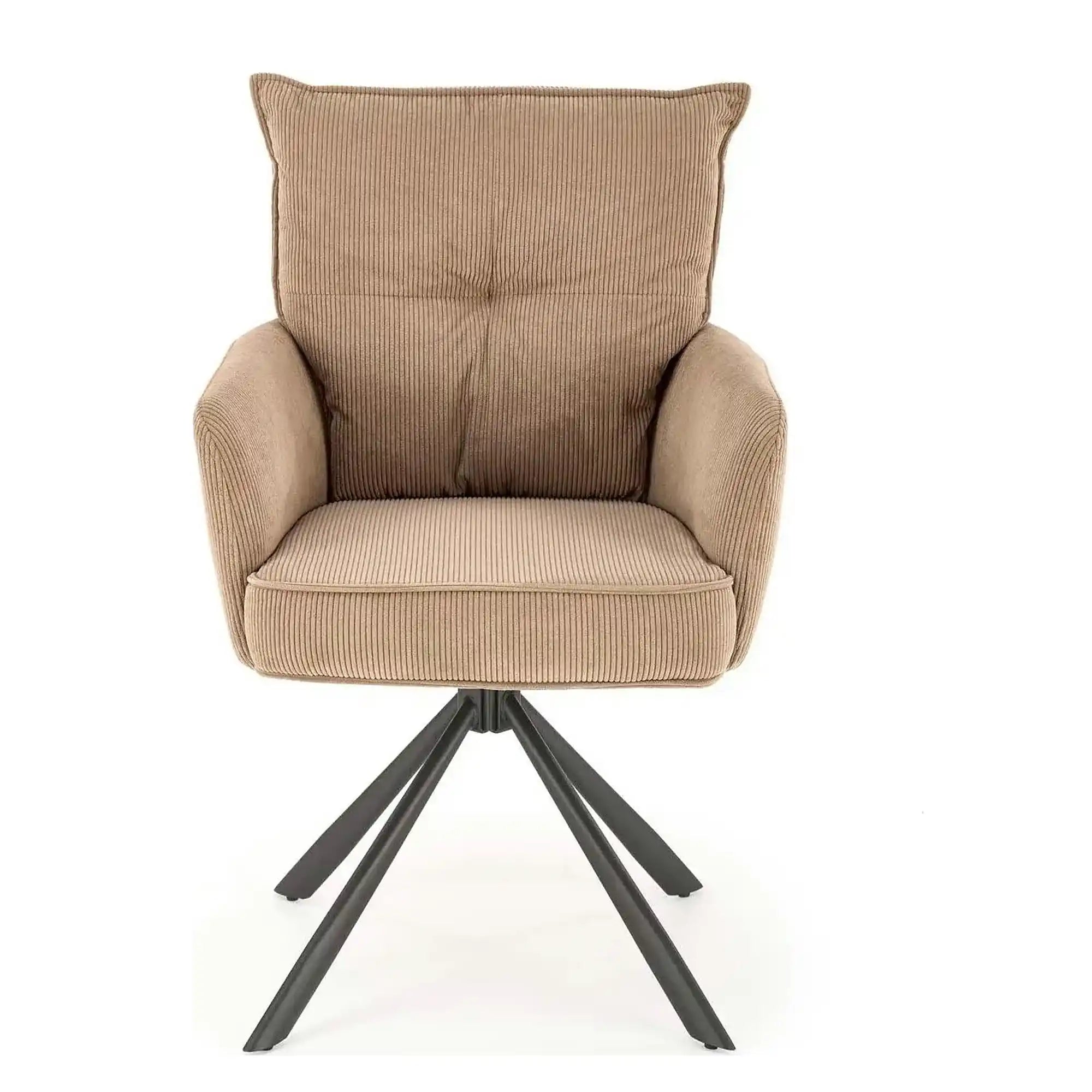 Scaun rotativ K528, cappucino/negru, stofa catifelata/metal, 60x67x90 cm