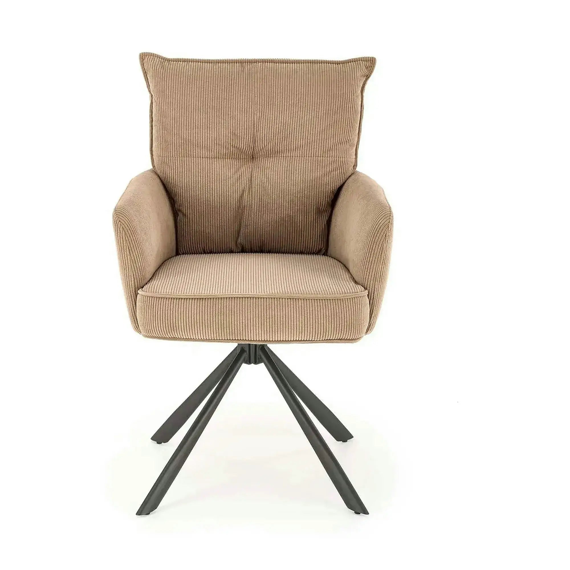 Scaun rotativ K528, cappucino/negru, stofa catifelata/metal, 60x67x90 cm