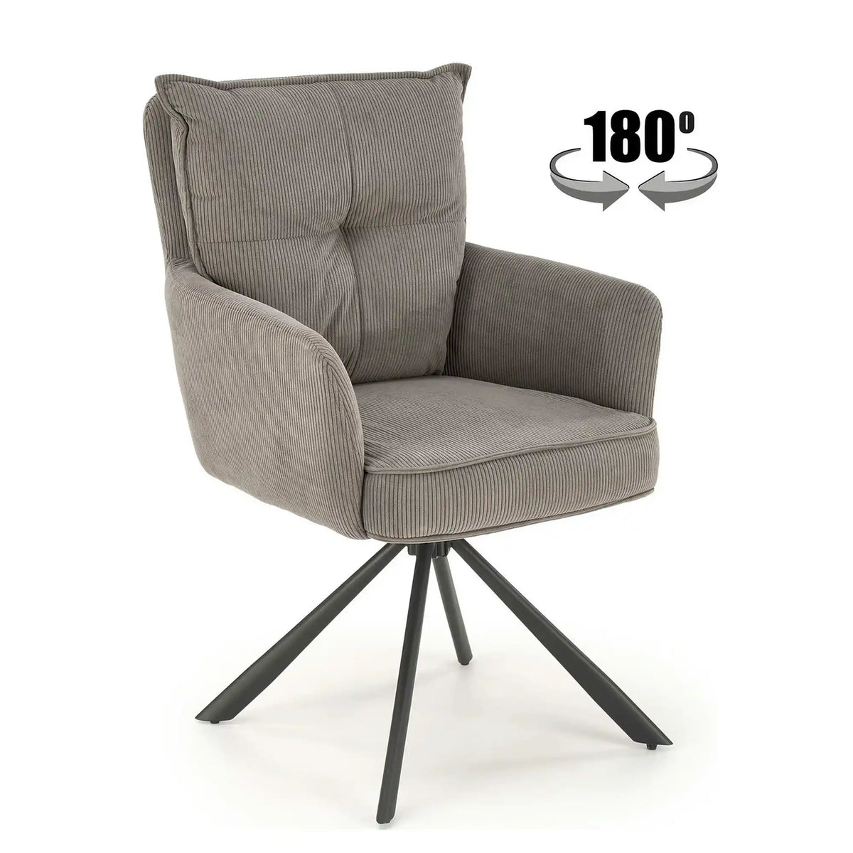Scaun rotativ K528, gri/negru, stofa catifelata/metal, 60x67x90 cm