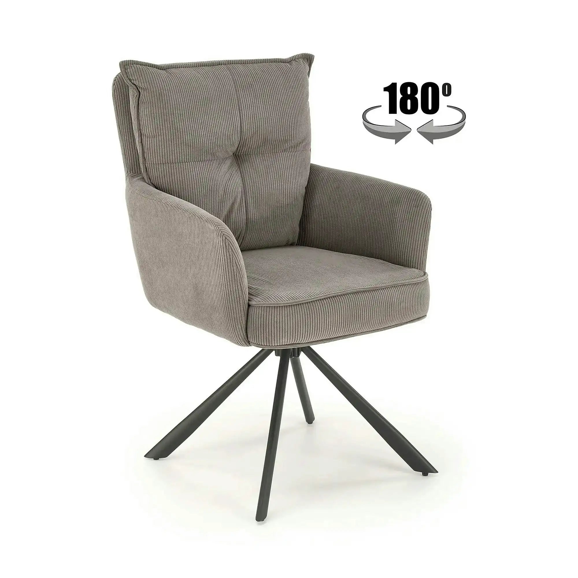 Scaun rotativ K528, gri/negru, stofa catifelata/metal, 60x67x90 cm