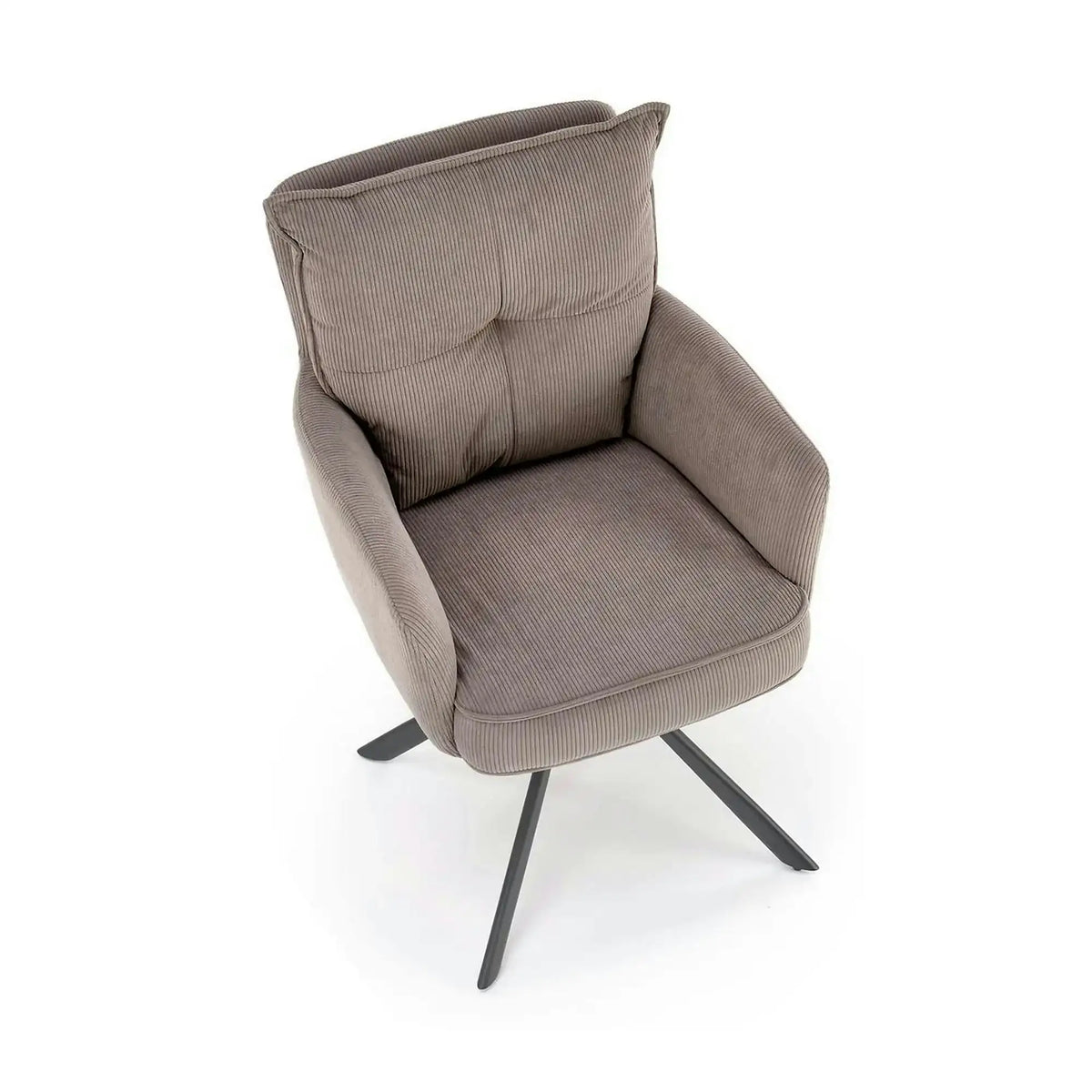 Scaun rotativ K528, gri/negru, stofa catifelata/metal, 60x67x90 cm