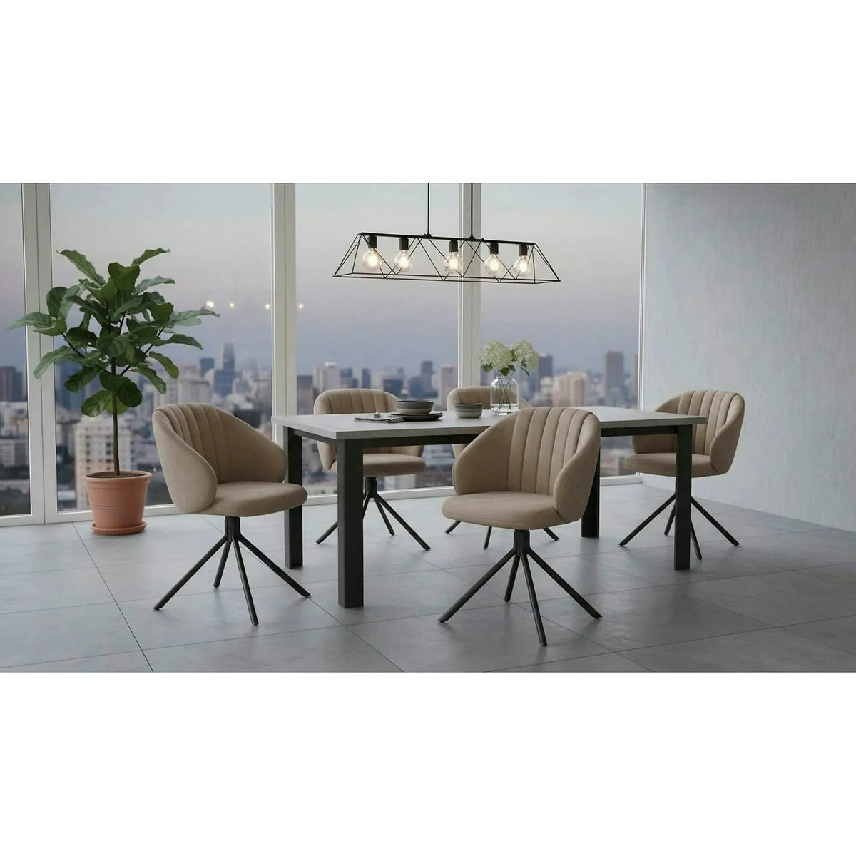 Scaun rotativ K533, cappuccino/negru, stofa clasica/metal, 57x60x80 cm