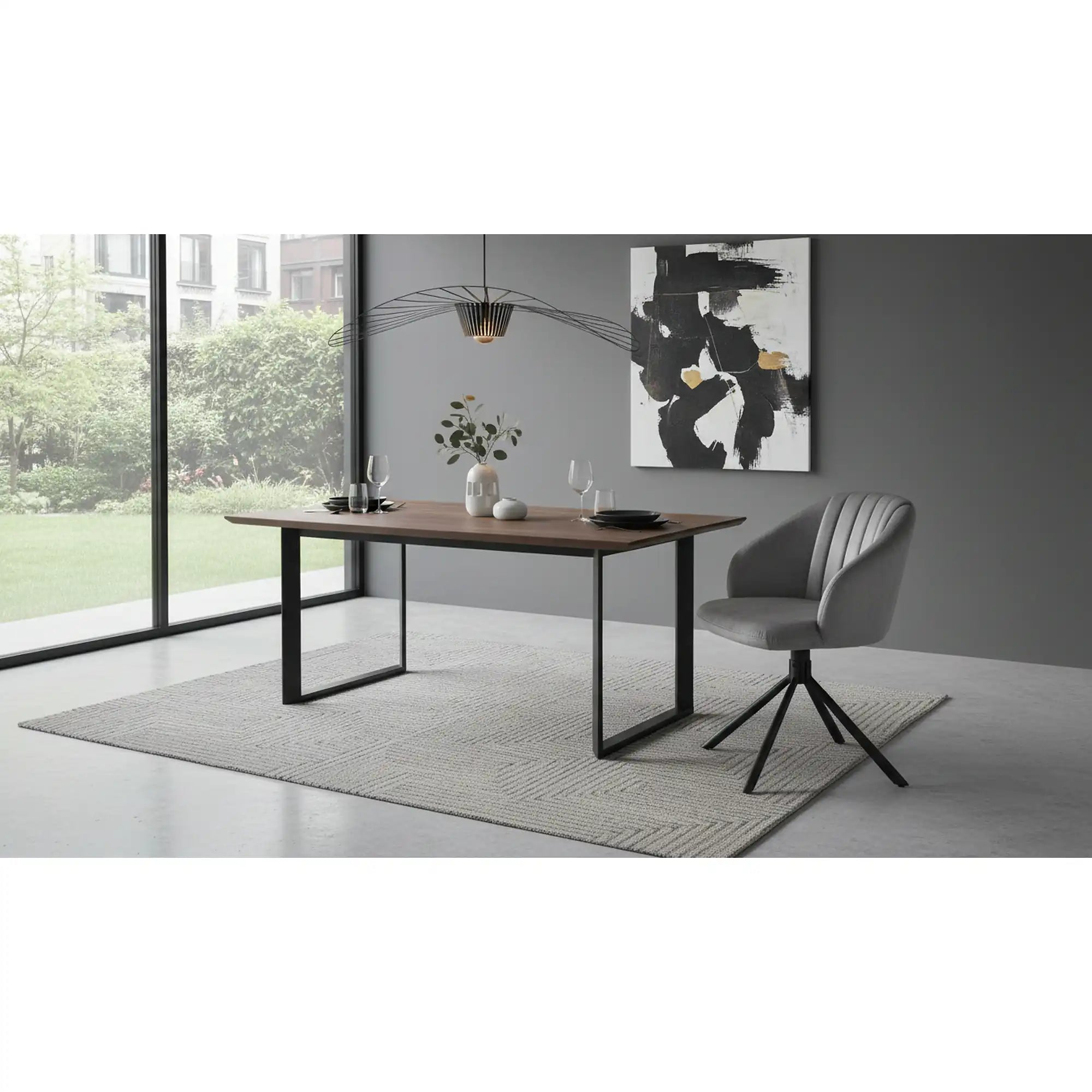 Scaun rotativ K533, gri/negru, stofa clasica/metal, 57x60x80 cm