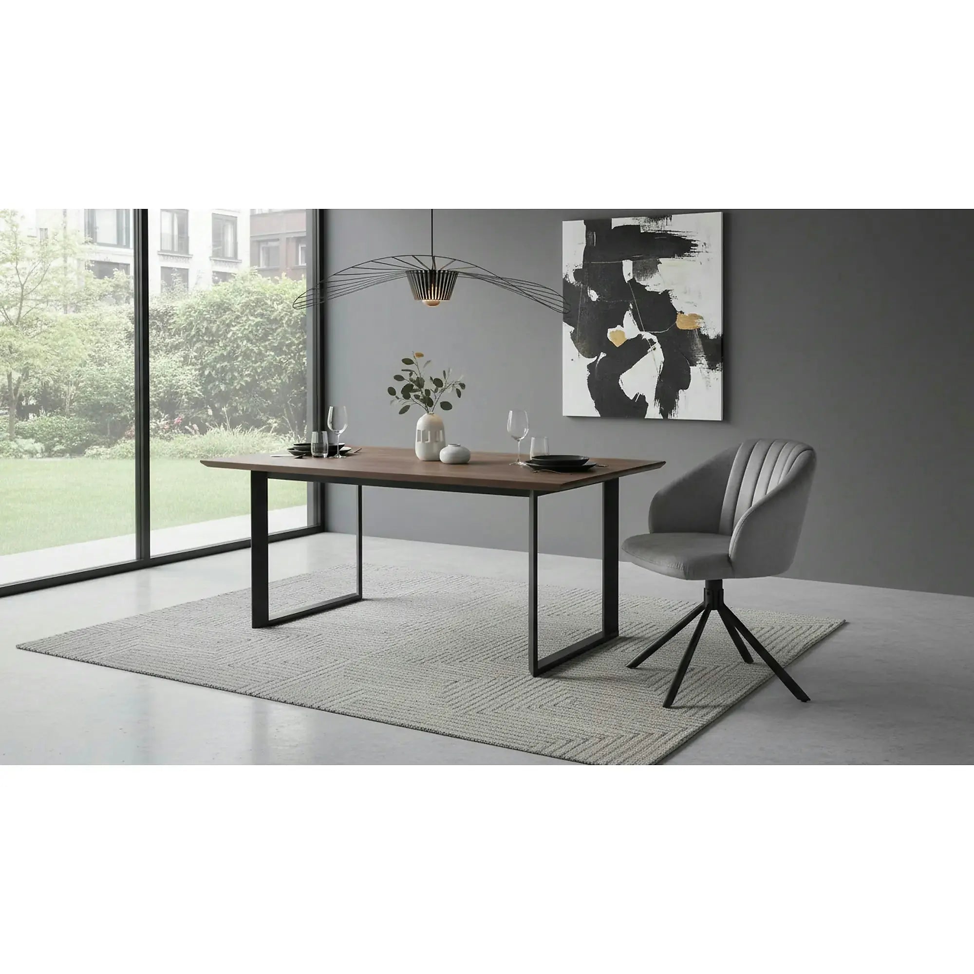 Scaun rotativ K533, gri/negru, stofa clasica/metal, 57x60x80 cm