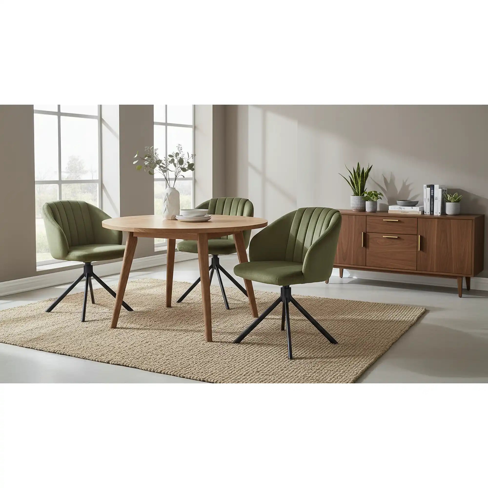 Scaun rotativ K533, verde/negru, stofa clasica/metal, 57x60x80 cm