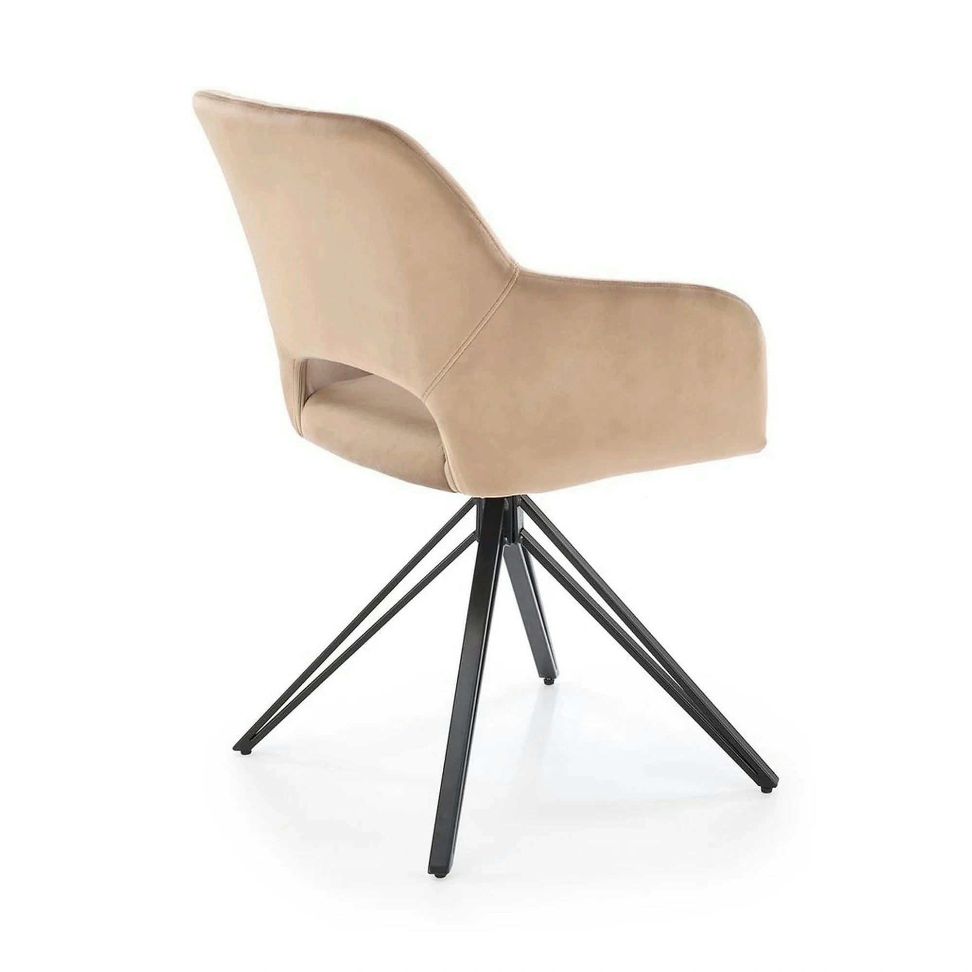 Scaun rotativ K535, bej/negru, stofa catifelata/metal, 57x60x86 cm