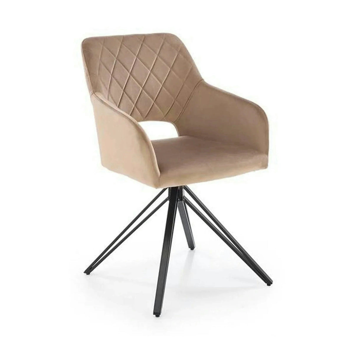 Scaun rotativ K535, bej/negru, stofa catifelata/metal, 57x60x86 cm