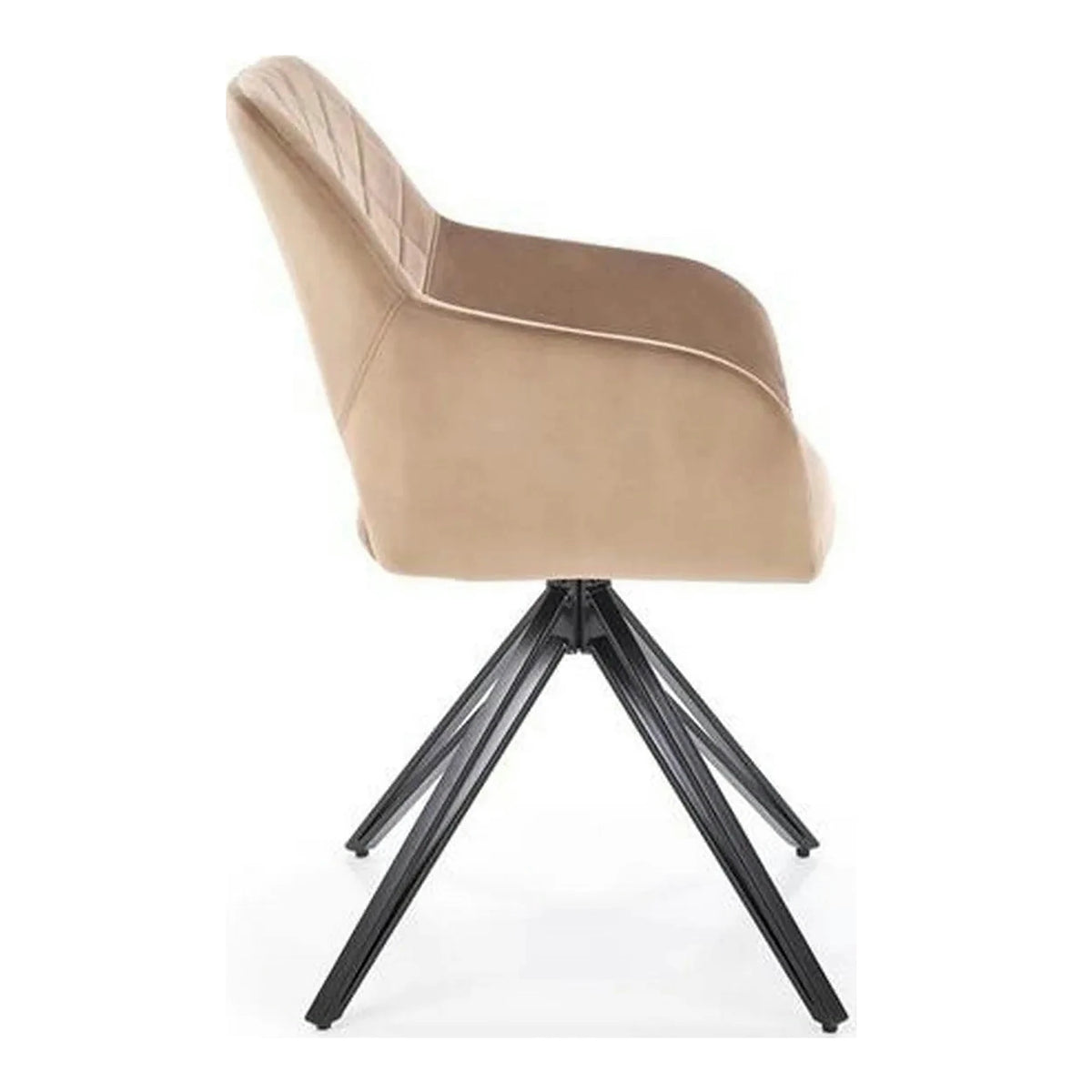Scaun rotativ K535, bej/negru, stofa catifelata/metal, 57x60x86 cm